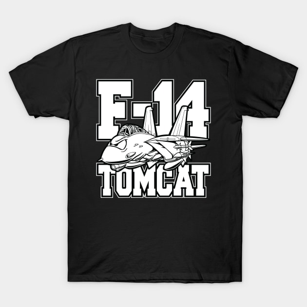 F-14 Tomcat Classic Fighter Jet Aircraft Cartoon T-Shirt by hobrath